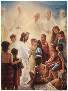  jesus Pintura Art%C3%ADstica - Jesús bendice a los niños nefitas religioso cristiano